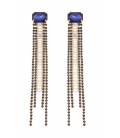 Oorclips blauw met lange lijnen en strass steentjes