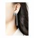 Oorclips | Zilverkleurig met blauwe steen | Lange kettingdetails
