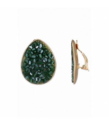 Oorclips | Groen glinsterend design | Goudkleurige rand
