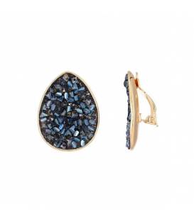Oorclip | Blauw glinsterend design | Gouden rand