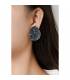 Oorclip | Blauw glinsterend design | Gouden rand