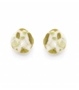 Oorclips | Groen wit marmerpatroon | Organisch design