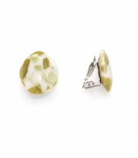 Oorclips | Groen wit marmerpatroon | Organisch design