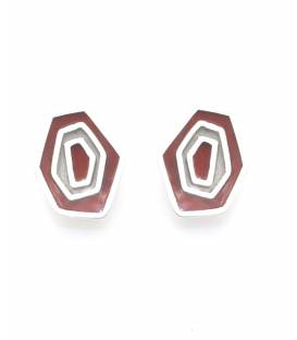 Oorclips | Geometrisch design met roodbruin | Culture Mix