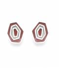 Oorclips met geometrisch design en rode inleg