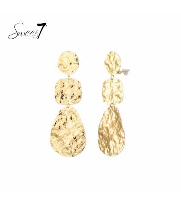 Oorclips | Gehamerde gouden vormen | Statement design
