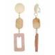 Oorclips beige oor stukje en roze marmerlook hanger