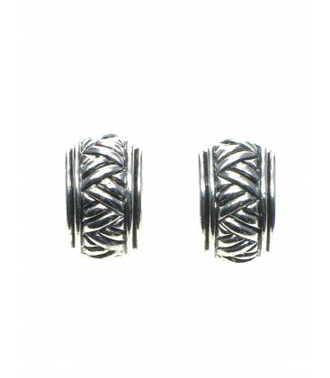 Zilverkleurige Halfronde Oorclips met Zigzag Motief - Elegante Sieraden Online