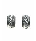Zilverkleurige halfronde oorclips met zigzag motief