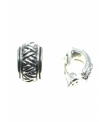 Zilverkleurige Halfronde Oorclips met Zigzag Motief - Elegante Sieraden Online