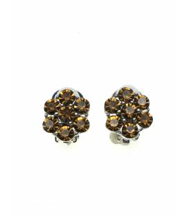 Geelbruine strass steentjes (Swarovski) oorclips