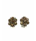 Geelbruine strass steentjes (Swarovski) oorclips