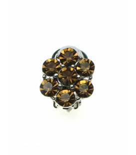 Geelbruine strass steentjes (Swarovski) oorclips