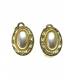 Ovale goudkleurige oorclips met parel hart en strass steentjes rand