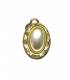 Ovale goudkleurige oorclips met parel hart en strass steentjes rand