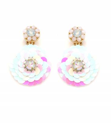 Oorclips met pailletten | Pastel kleuren | Bloemvorm