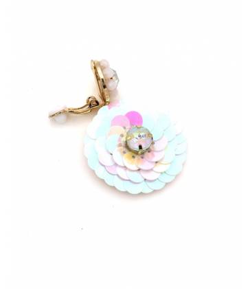 Oorclips met pailletten | Pastel kleuren | Bloemvorm