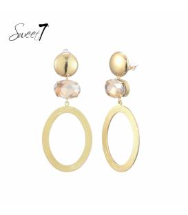 Oorclips | Goudkleurig ovaal design | Kristal accent