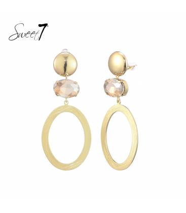 Oorclips | Goudkleurig ovaal design | Kristal accent