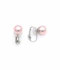 Oorclips met glanzende roze parel