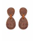 Oorclips met bruine natuur look en leder detail