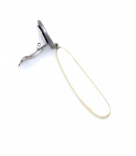 Oorclips | Zilver met lang wit design | Minimalistische stijl