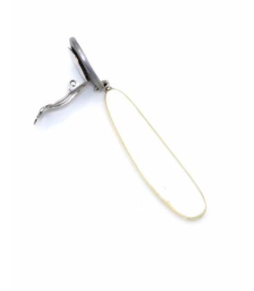 Oorclips | Zilver met lang wit design | Minimalistische stijl