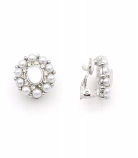 Oorclips | Parel en strass | Ronde elegante stijl