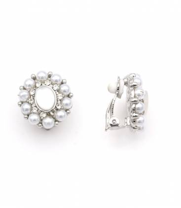 Oorclips | Parel en strass | Ronde elegante stijl