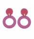 Oorclip | Paarse ring en roze cirkel | Mat acryl