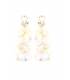 Oorclips | Witte bloemen met pastelglans | Kristalaccent