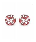 Oorclips rood met zilverkleurige stippen