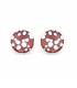 Oorclips | Rood, met zilverkleurige stippenvlekken | Glanzende retro stijl