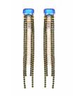 Oorclips blauw met strengen van glas steentjes