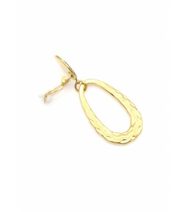 Oorclips | Goudkleurige oorclip donker strass steentje