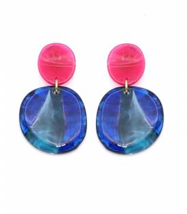 Oorclip | Roze en blauw acryl | Lichtgewicht statement