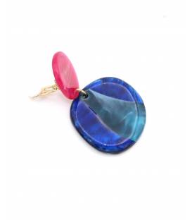 Oorclip | Roze en blauw acryl | Lichtgewicht statement
