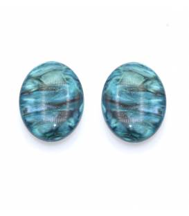 Oorclips | Turquoise marmerlook | Ovaal