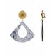 Oorclips grijs met een waaier als hanger