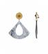 Oorclips grijs met een waaier als hanger