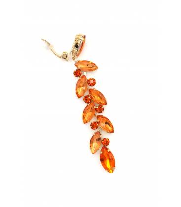 Oranje oorclips met kristallen Luxe statement oorclips zonder gaatjes | DeOorbel.nl