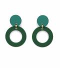 Groene oorclips met ronde open vorm als hanger