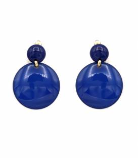 Oorclips | blauw oorclips met transparante hanger | Statement oorbellen