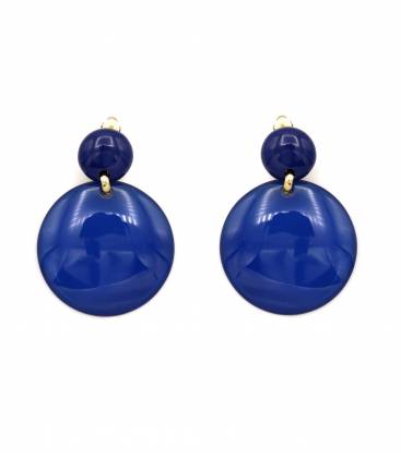 Oorclips | blauw oorclips met transparante hanger | Statement oorbellen