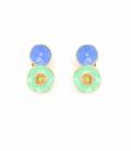 Oorclips groen met blauw en goudkleurige rand