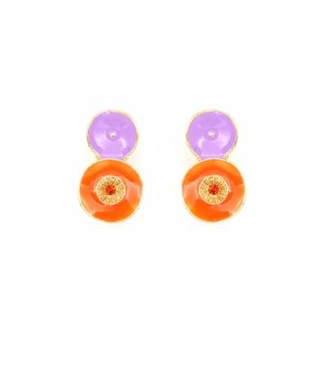 Oorclips | Lila en oranje | Glanzend vrolijk design