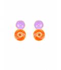 Oorclips oranje met paars en goudkleurige rand