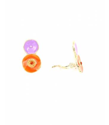 Oorclips | Lila en oranje | Glanzend vrolijk design