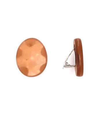 Oorclips | Glanzend bronskleurig ovaal | Retro stijl