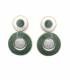 Oorclips | Retro cirkels in groen en zilver | Gouden details